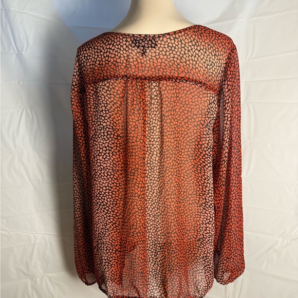 Lane Bryant Red and Black Relaxed Tie Front Blouse - Picture 3 of 6